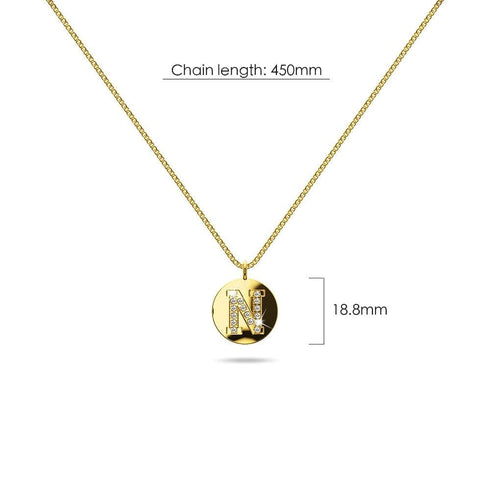 Solid 925 Sterling Silver Initial Alphabet Personalised Disc Necklace
